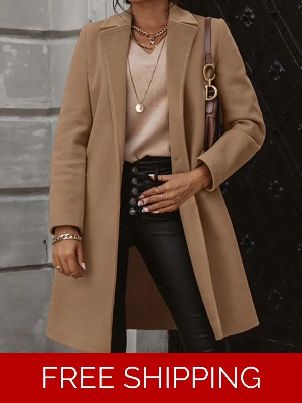 Collared Neck Button Up Long Sleeve Coat